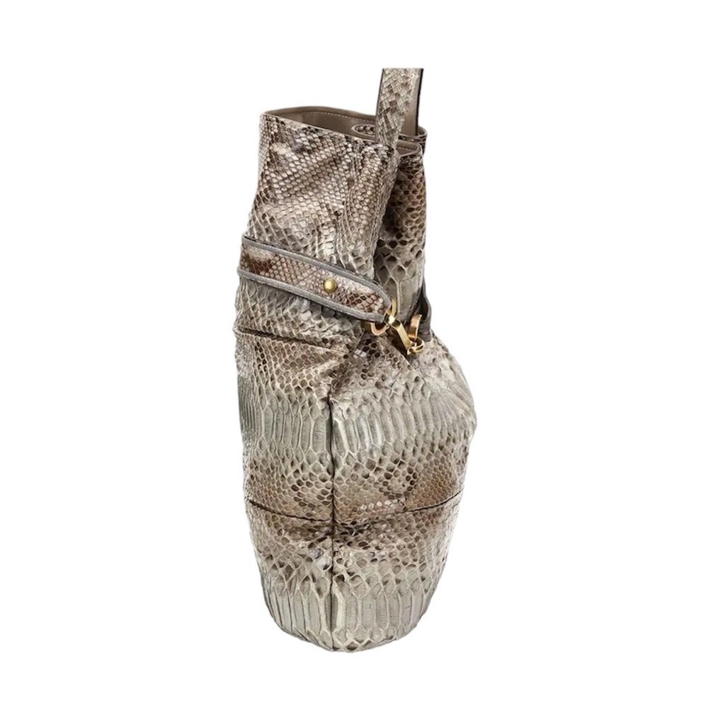 Chloe - Joan Bucket Bag Taupe Python Leather Auth… - image 5